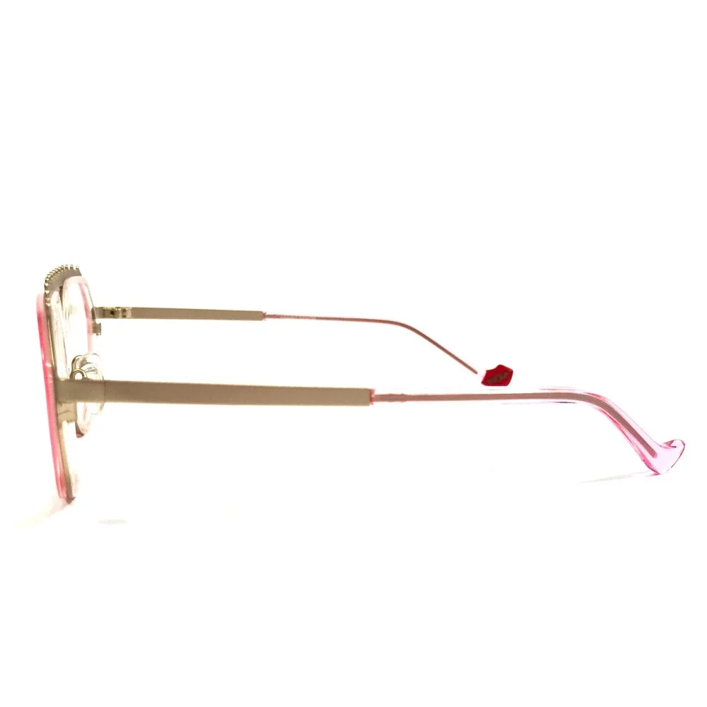 BOZ Eyeglasses Frames MICHELE 8080 Clear Pink Matte Gold Geometric 53-16-140